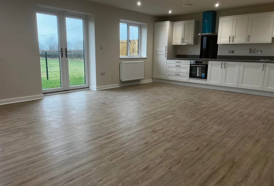 Professionally fitted herringbone flooring
